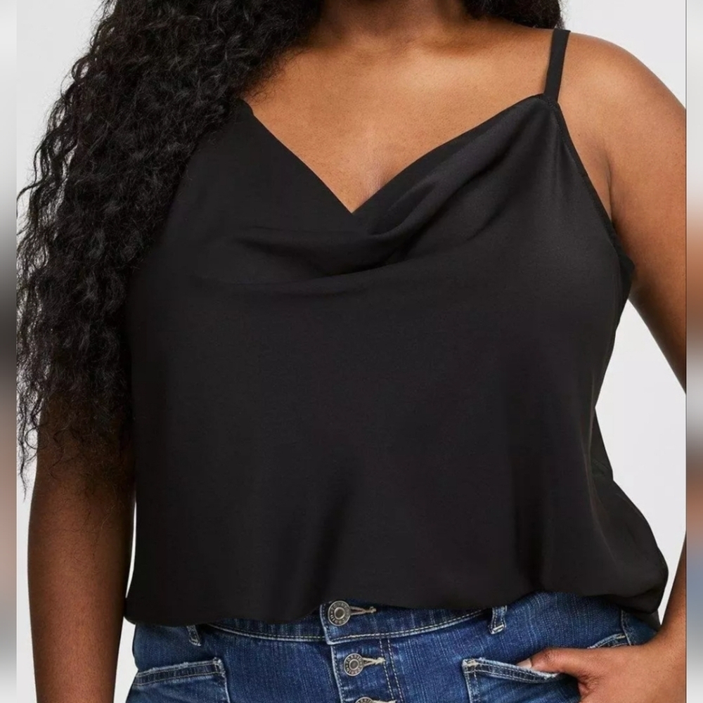 Torrid Black Studio Crepe De Chine Cowl Neck Cami Size 2 (2X)